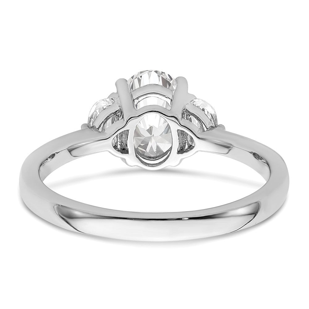 14K Weißgold 3 Stein Halb Mond/oval Halbfassung Including 2 Mond Seite Steine Diamant Ring