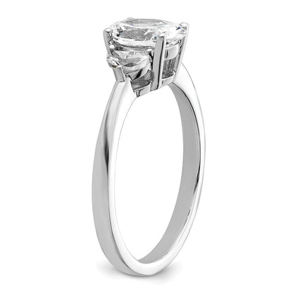 14K Weißgold 3 Stein Halb Mond/oval Halbfassung Including 2 Mond Seite Steine Diamant Ring