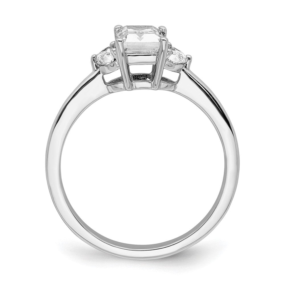 14K Weißgold 3 Stein Halb Mond/emerald Halbfassung Including 2 Mond Seite Steine Diamant Ring