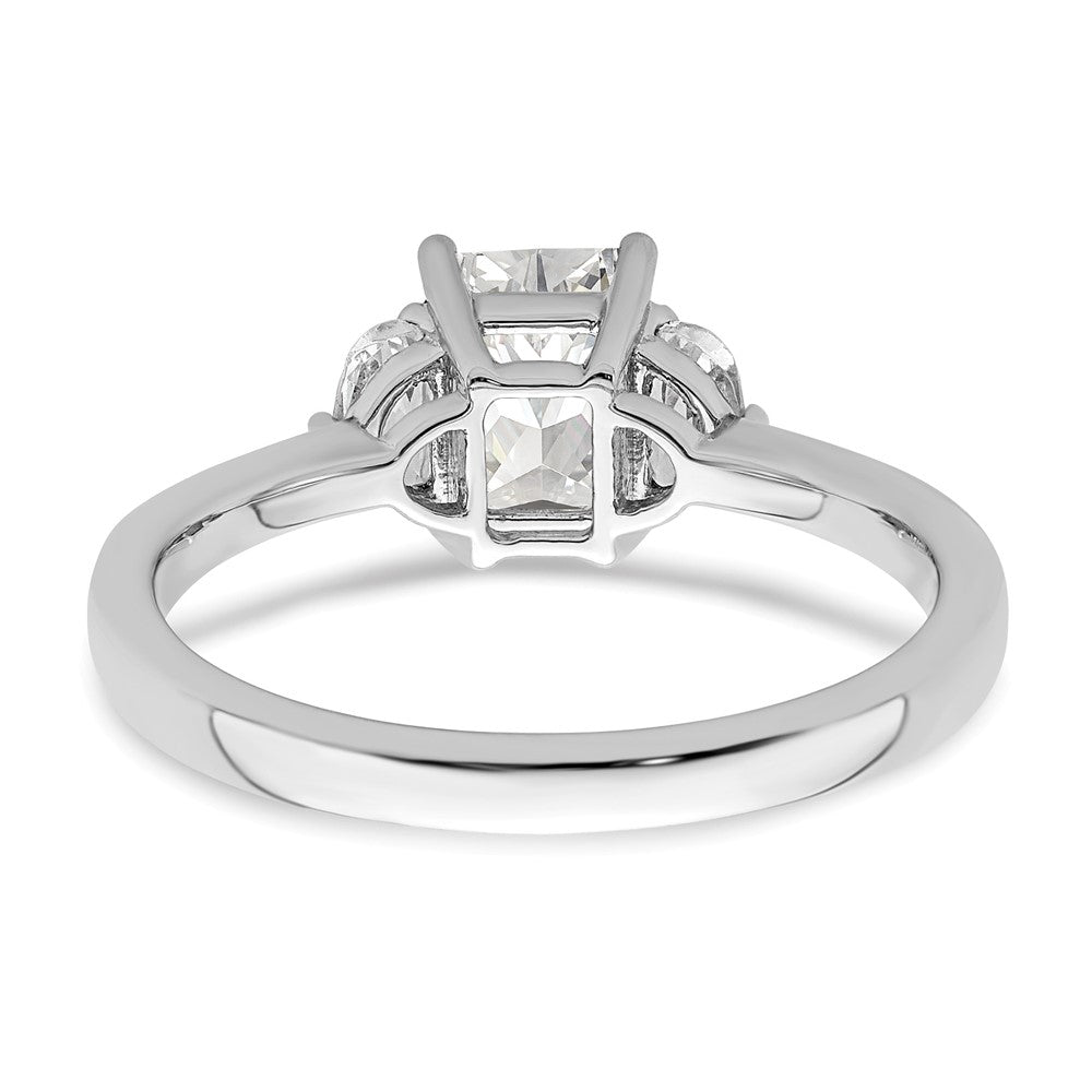 14K Weißgold 3 Stein Halb Mond/emerald Halbfassung Including 2 Mond Seite Steine Diamant Ring