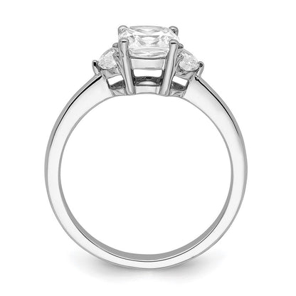 14K Weißgold 3 Stein Halb Mond/cushion Halbfassung Including 2 Mond Seite Steine Diamant Ring