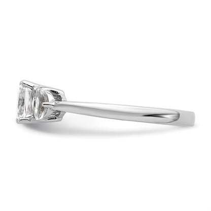 14K Weißgold 3 Stein Halb Mond/cushion Halbfassung Including 2 Mond Seite Steine Diamant Ring