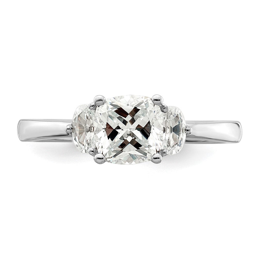 14K Weißgold 3 Stein Halb Mond/cushion Halbfassung Including 2 Mond Seite Steine Diamant Ring