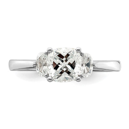 14K Weißgold 3 Stein Halb Mond/cushion Halbfassung Including 2 Mond Seite Steine Diamant Ring