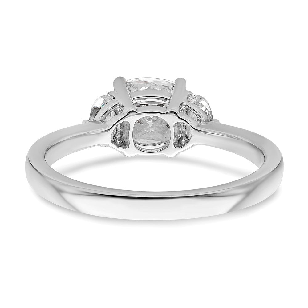 14K Weißgold 3 Stein Halb Mond/cushion Halbfassung Including 2 Mond Seite Steine Diamant Ring