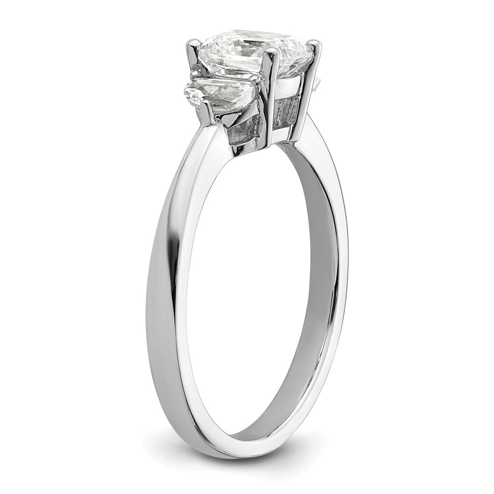14K Weißgold 3 Stein Halb Mond/cushion Halbfassung Including 2 Mond Seite Steine Diamant Ring