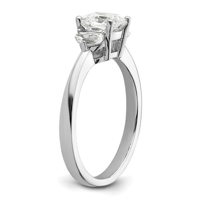 14K Weißgold 3 Stein Halb Mond/cushion Halbfassung Including 2 Mond Seite Steine Diamant Ring