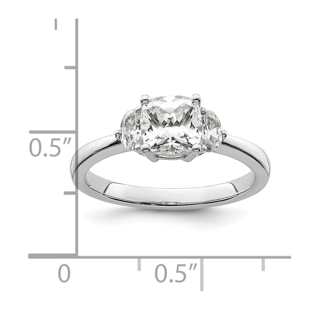 14K Weißgold 3 Stein Halb Mond/cushion Halbfassung Including 2 Mond Seite Steine Diamant Ring