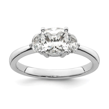 14K Weißgold 3 Stein Halb Mond/cushion Halbfassung Including 2 Mond Seite Steine Diamant Ring