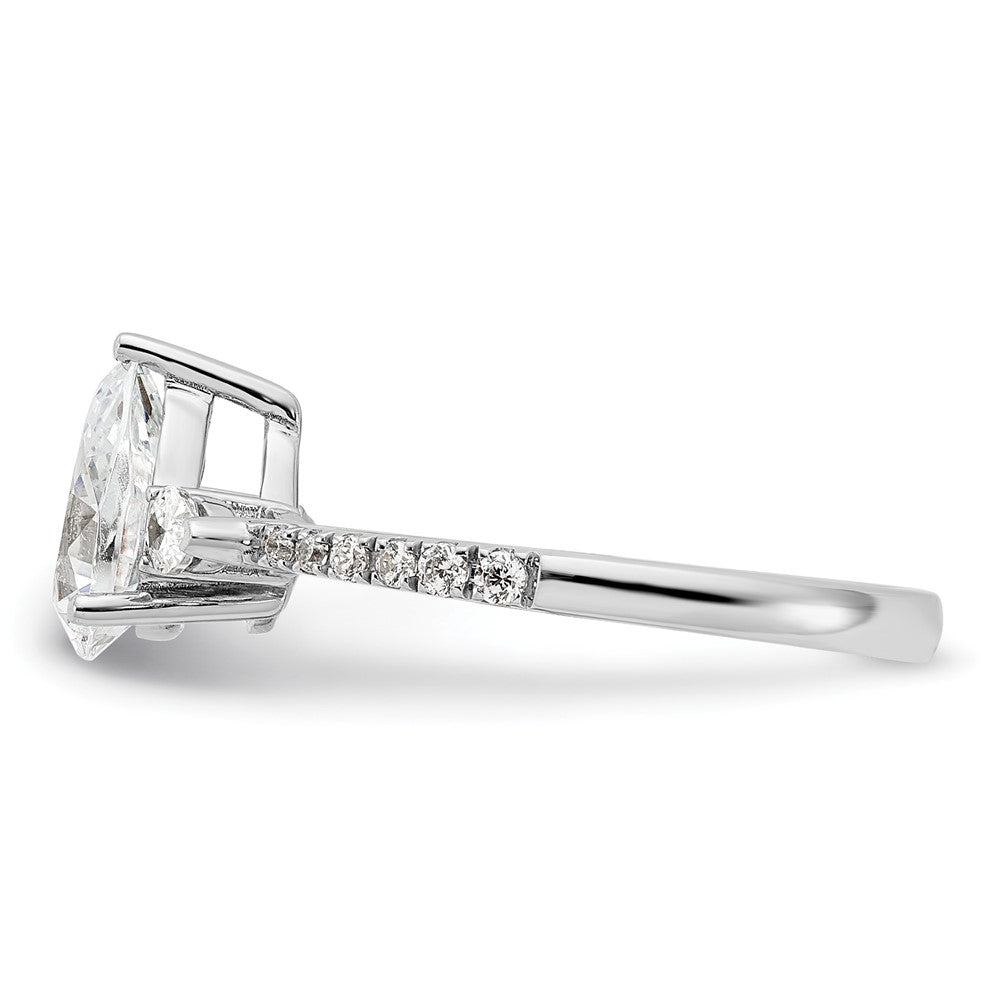 14K Weißgold 3 Stein Tropfen/pear Mittig Halbfassung Including 2-pear Seite Steine Diamant Ring