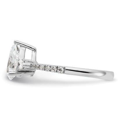14K Weißgold 3 Stein Tropfen/pear Mittig Halbfassung Including 2-pear Seite Steine Diamant Ring
