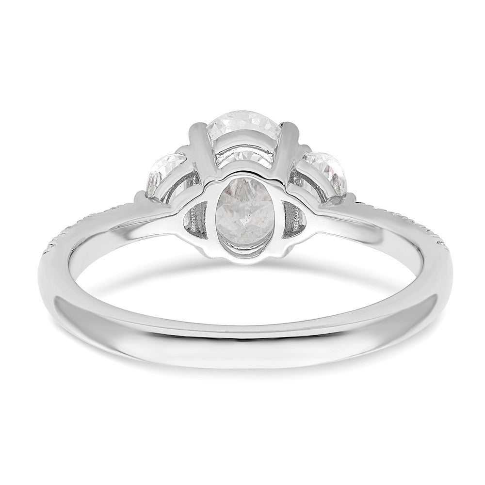 14K Weißgold 3 Stein Halb Mond/oval Halbfassung Including 2 Mond Seite Steine Diamant Ring