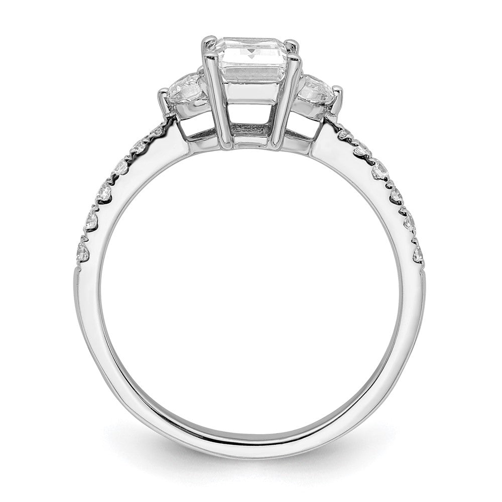 14K Weißgold 3 Stein Halb Mond/emerald Halbfassung Including 2 Mond Seite Steine Diamant Ring