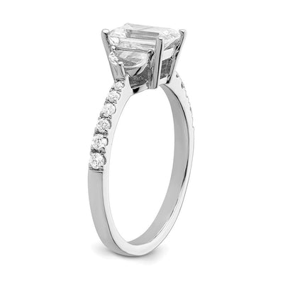 14K Weißgold 3 Stein Halb Mond/emerald Halbfassung Including 2 Mond Seite Steine Diamant Ring