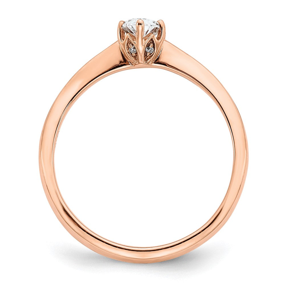 14K Roségold (holds 1/2 Karat (6x4mm) Oval) 6 Krappen Mit.01 Diamant Blatt Design Halbfassung Verlobungsring
