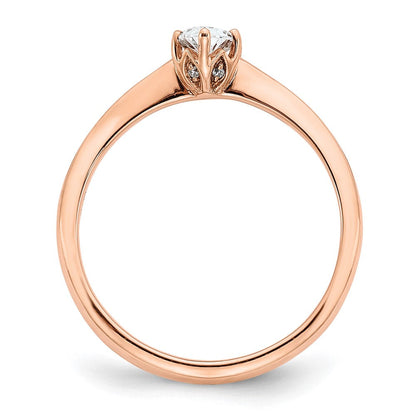 14K Roségold (holds 1/2 Karat (6x4mm) Oval) 6 Krappen Mit.01 Diamant Blatt Design Halbfassung Verlobungsring