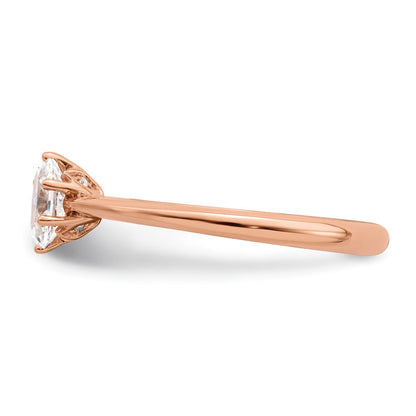 14K Roségold (holds 1/2 Karat (6x4mm) Oval) 6 Krappen Mit.01 Diamant Blatt Design Halbfassung Verlobungsring