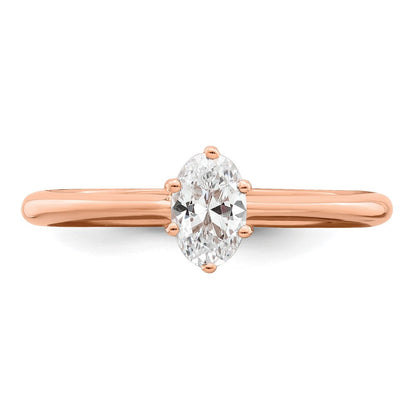 14K Roségold (holds 1/2 Karat (6x4mm) Oval) 6 Krappen Mit.01 Diamant Blatt Design Halbfassung Verlobungsring