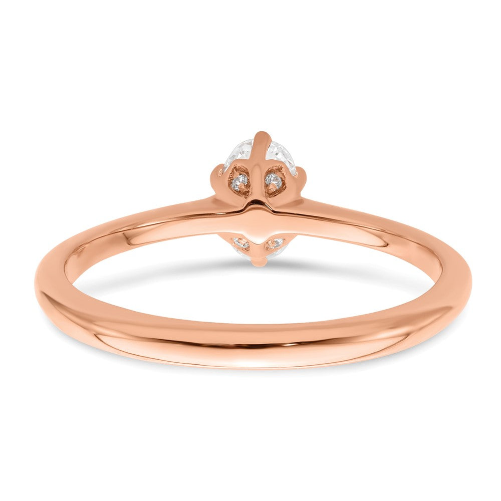 14K Roségold (holds 1/2 Karat (6x4mm) Oval) 6 Krappen Mit.01 Diamant Blatt Design Halbfassung Verlobungsring
