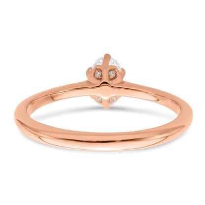 14K Roségold (holds 1/2 Karat (6x4mm) Oval) 6 Krappen Mit.01 Diamant Blatt Design Halbfassung Verlobungsring