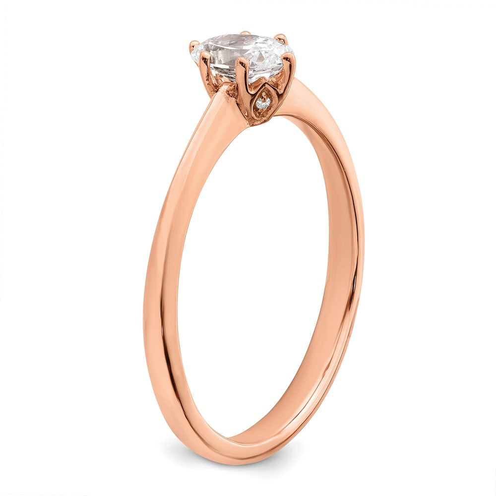 14K Roségold (holds 1/2 Karat (6x4mm) Oval) 6 Krappen Mit.01 Diamant Blatt Design Halbfassung Verlobungsring