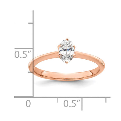 14K Roségold (holds 1/2 Karat (6x4mm) Oval) 6 Krappen Mit.01 Diamant Blatt Design Halbfassung Verlobungsring