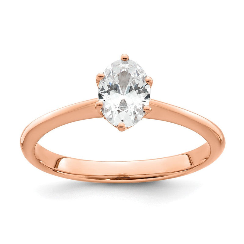 14K Roségold (holds 3/4 Karat (6.7x5mm) Oval) 6-krappen Mit.02 Karat Diamant Blatt Design Halbfassung Verlobungsring