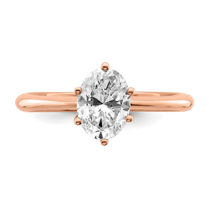 14K Roségold (holds 1 Karat (7x5mm) Oval) 6-krappen Mit.02 Karat Diamant Blatt Design Halbfassung Verlobungsring