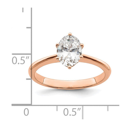 14K Roségold (holds 1 Karat (7x5mm) Oval) 6-krappen Mit.02 Karat Diamant Blatt Design Halbfassung Verlobungsring