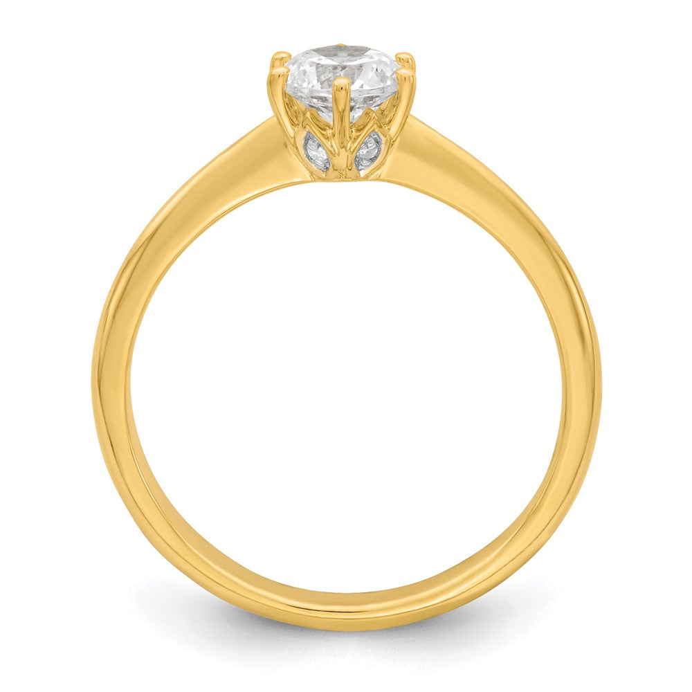 14K Gelbgold (holds 1/2 Karat (5.20 Mm) Rund) 4 Krappen Mit.01 Diamant Blatt Design Halbfassung Verlobungsring