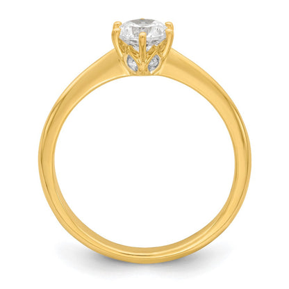 14K Gelbgold (holds 1/2 Karat (5.20 Mm) Rund) 4 Krappen Mit.01 Diamant Blatt Design Halbfassung Verlobungsring