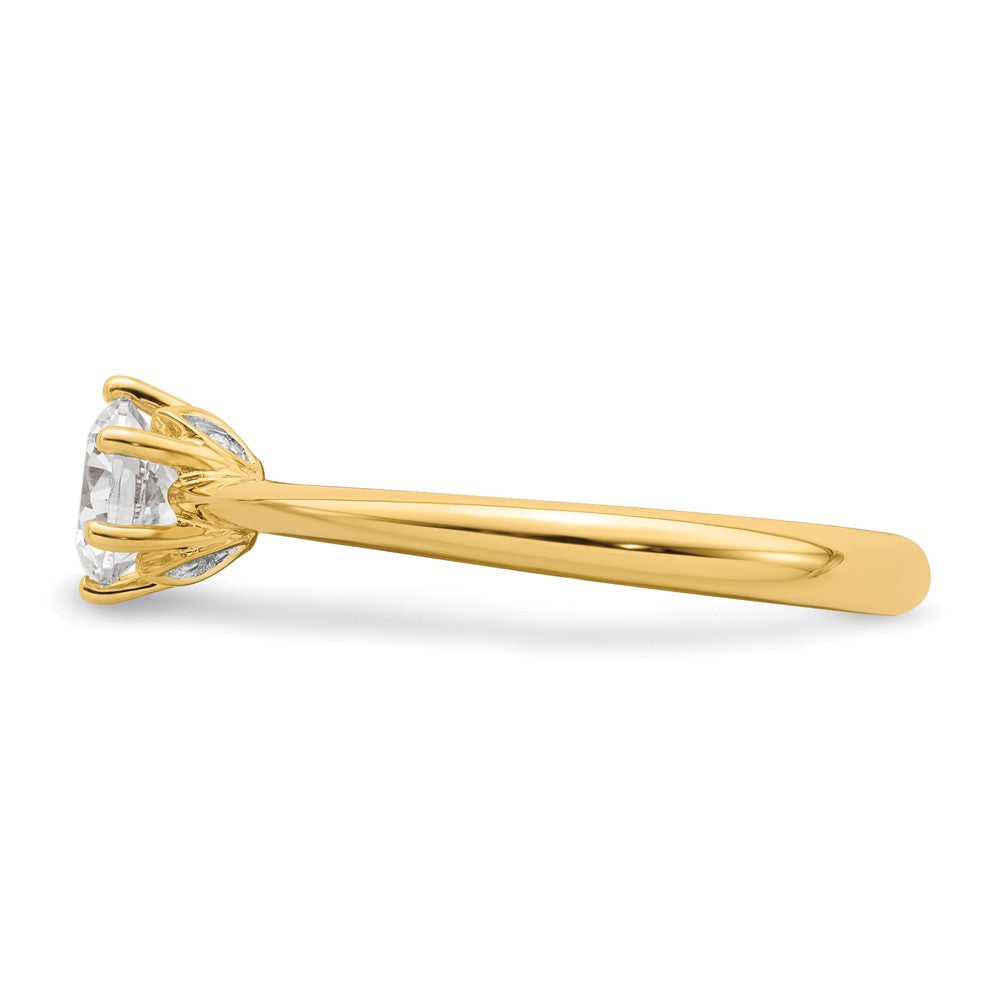 14K Gelbgold (holds 1/2 Karat (5.20 Mm) Rund) 4 Krappen Mit.01 Diamant Blatt Design Halbfassung Verlobungsring