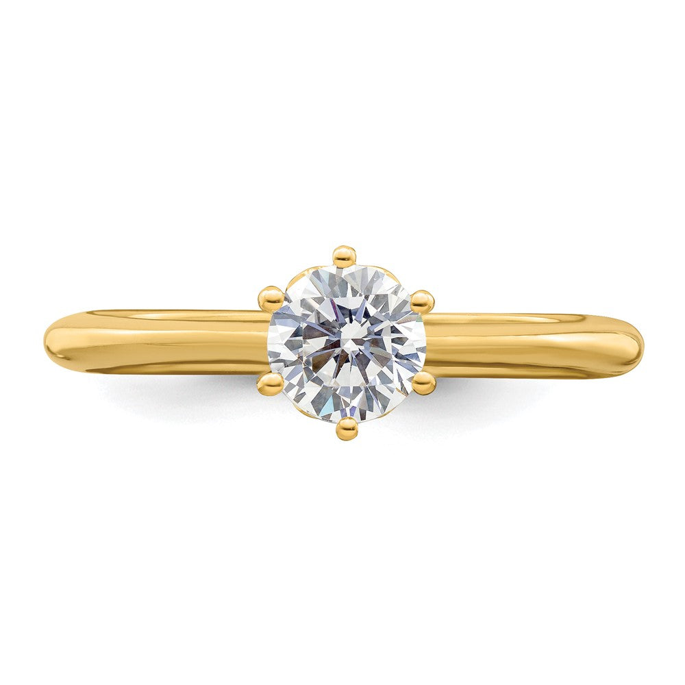 14K Gelbgold (holds 1/2 Karat (5.20 Mm) Rund) 4 Krappen Mit.01 Diamant Blatt Design Halbfassung Verlobungsring