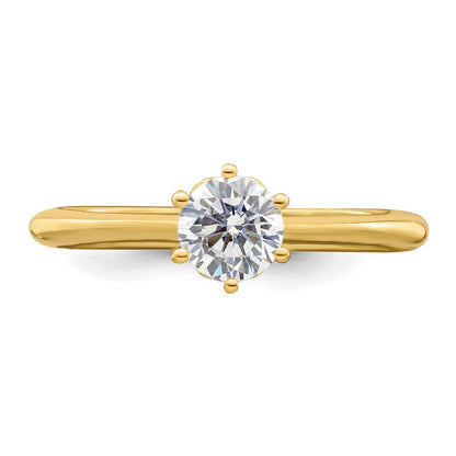 14K Gelbgold (holds 1/2 Karat (5.20 Mm) Rund) 4 Krappen Mit.01 Diamant Blatt Design Halbfassung Verlobungsring