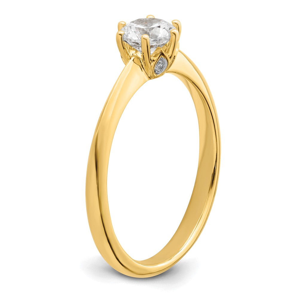 14K Gelbgold (holds 1/2 Karat (5.20 Mm) Rund) 4 Krappen Mit.01 Diamant Blatt Design Halbfassung Verlobungsring