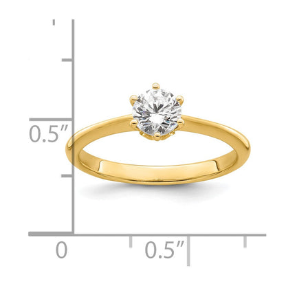 14K Gelbgold (holds 1/2 Karat (5.20 Mm) Rund) 4 Krappen Mit.01 Diamant Blatt Design Halbfassung Verlobungsring