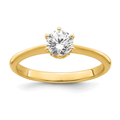 14K Gelbgold (holds 1/2 Karat (5.20 Mm) Rund) 4 Krappen Mit.01 Diamant Blatt Design Halbfassung Verlobungsring