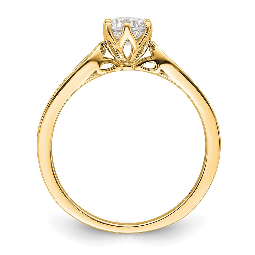 14K Gelbgold (holds 1/2 Karat (5.2mm) Rund Mittig) 1/15 Diamant Halbfassung Verlobungsring
