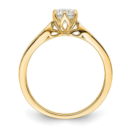 14K Gelbgold (holds 1/2 Karat (5.2mm) Rund Mittig) 1/15 Diamant Halbfassung Verlobungsring