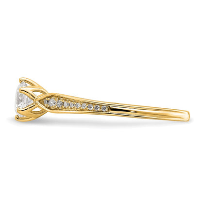 14K Gelbgold (holds 1/2 Karat (5.2mm) Rund Mittig) 1/15 Diamant Halbfassung Verlobungsring