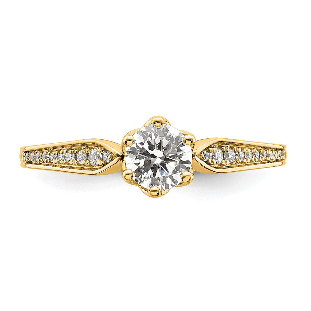 14K Gelbgold (holds 1/2 Karat (5.2mm) Rund Mittig) 1/15 Diamant Halbfassung Verlobungsring