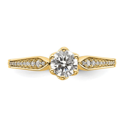 14K Gelbgold (holds 1/2 Karat (5.2mm) Rund Mittig) 1/15 Diamant Halbfassung Verlobungsring