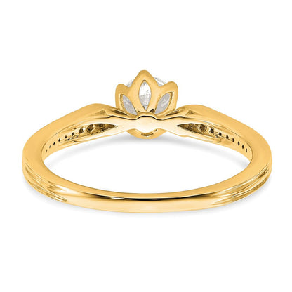 14K Gelbgold (holds 1/2 Karat (5.2mm) Rund Mittig) 1/15 Diamant Halbfassung Verlobungsring