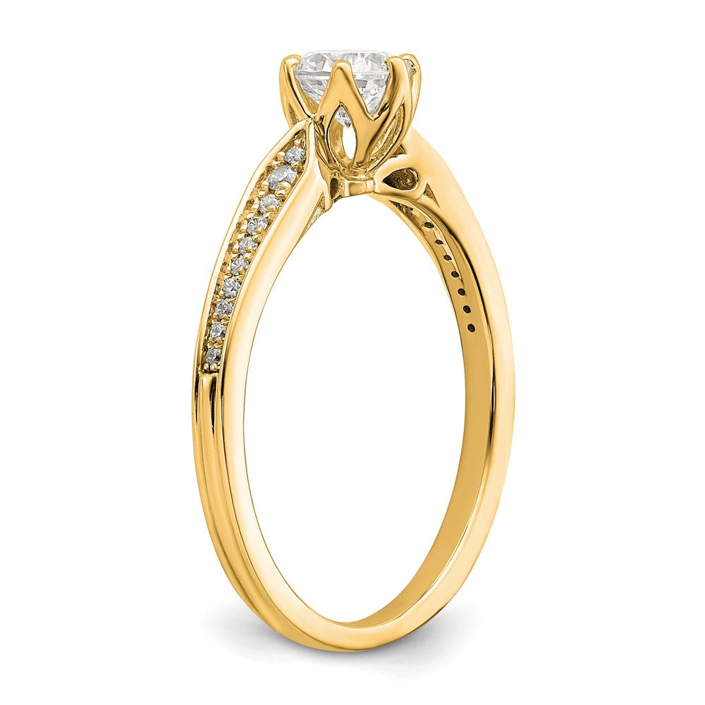14K Gelbgold (holds 1/2 Karat (5.2mm) Rund Mittig) 1/15 Diamant Halbfassung Verlobungsring