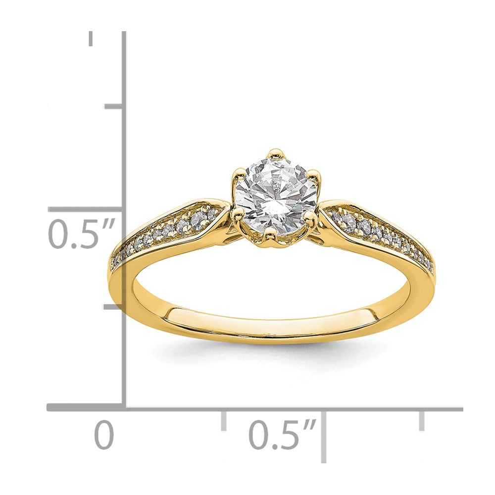 14K Gelbgold (holds 1/2 Karat (5.2mm) Rund Mittig) 1/15 Diamant Halbfassung Verlobungsring