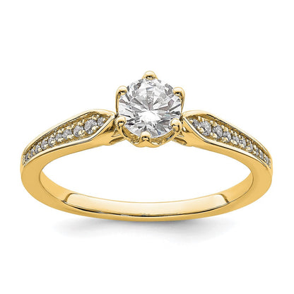 14K Gelbgold (holds 1/2 Karat (5.2mm) Rund Mittig) 1/15 Diamant Halbfassung Verlobungsring