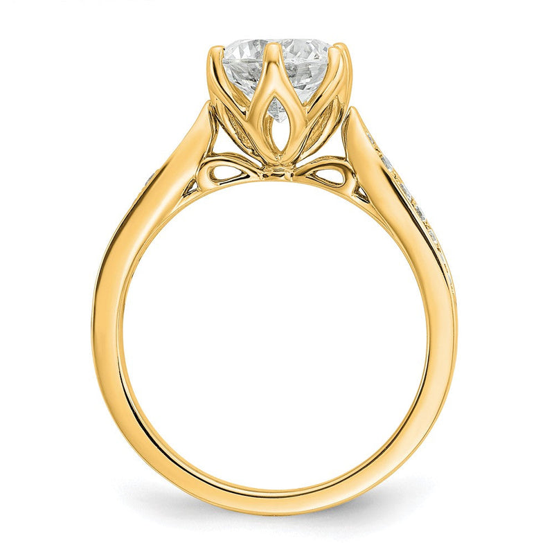 14K Gelbgold Gold (holds 1.5 Karat (7.5mm) Rund Mittig) 1/6 Karat Diamant Halbfassung Verlobungsring