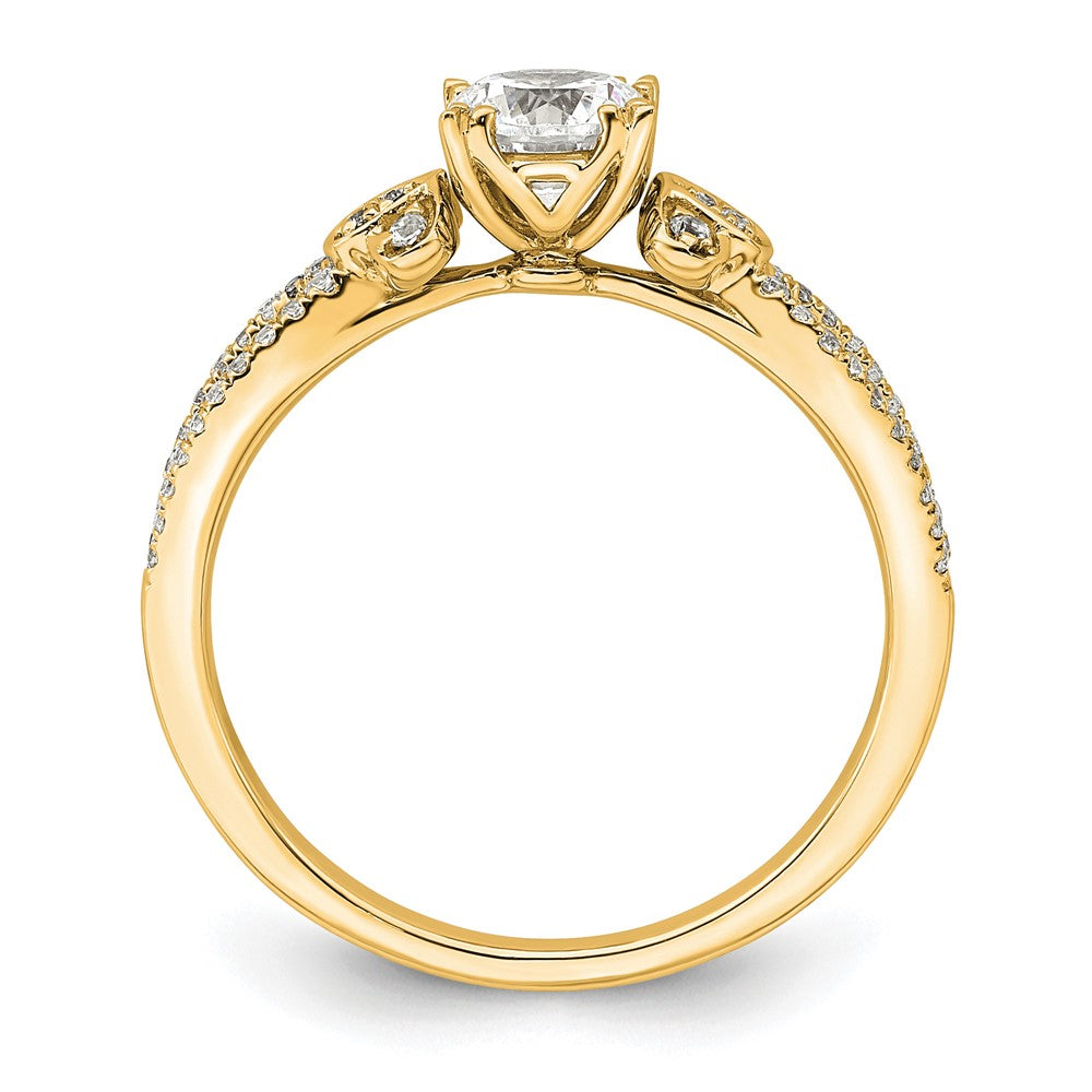 14K Gelbgold Split Shank (holds 1/2 Karat (5.2mm) Rund Mittig) 1/6 Diamant Halbfassung Verlobungsring