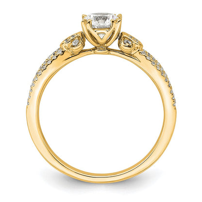 14K Gelbgold Split Shank (holds 1/2 Karat (5.2mm) Rund Mittig) 1/6 Diamant Halbfassung Verlobungsring