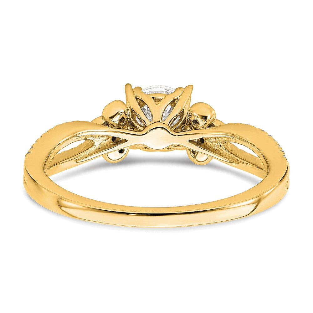 14K Gelbgold Split Shank (holds 1/2 Karat (5.2mm) Rund Mittig) 1/6 Diamant Halbfassung Verlobungsring